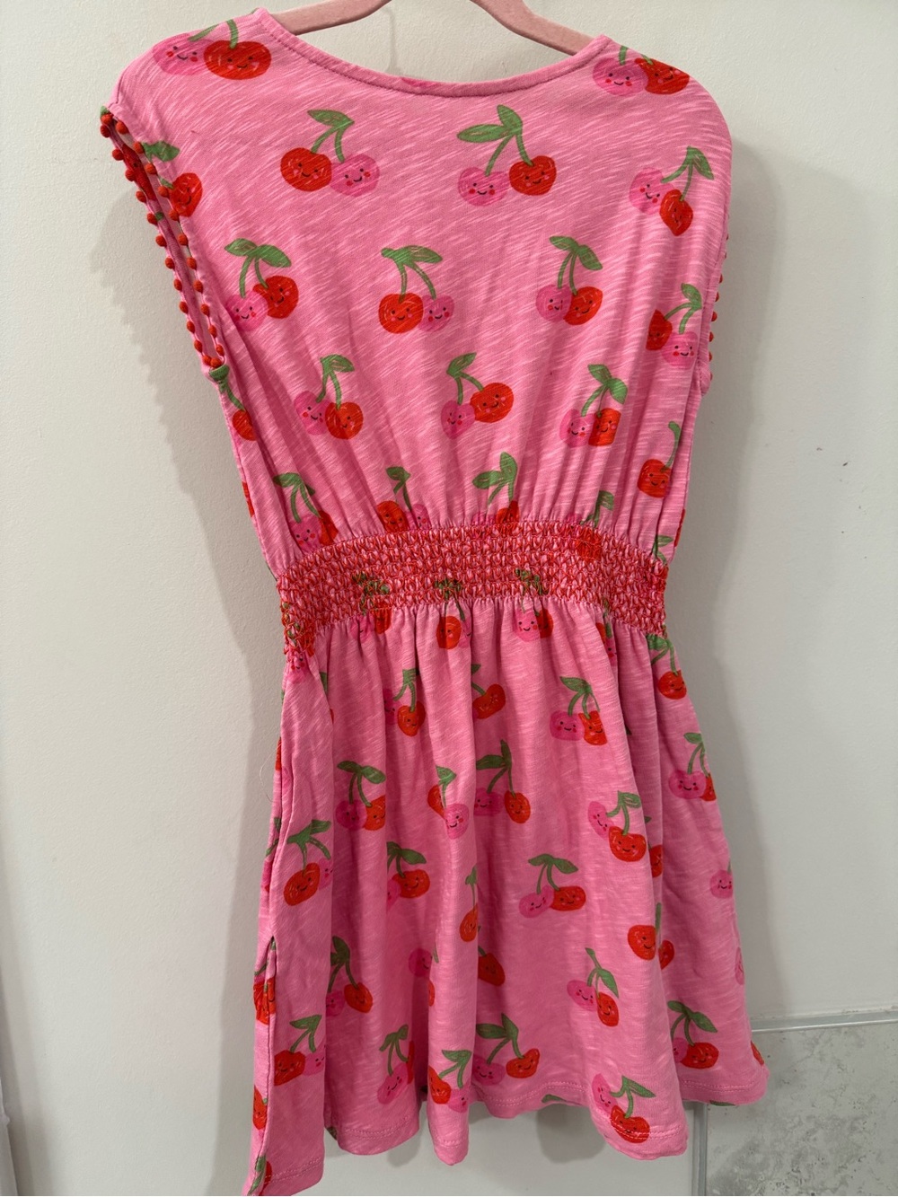 Mini Boden Pink Cherry Print Knit Dress 8-9 years EUC worn